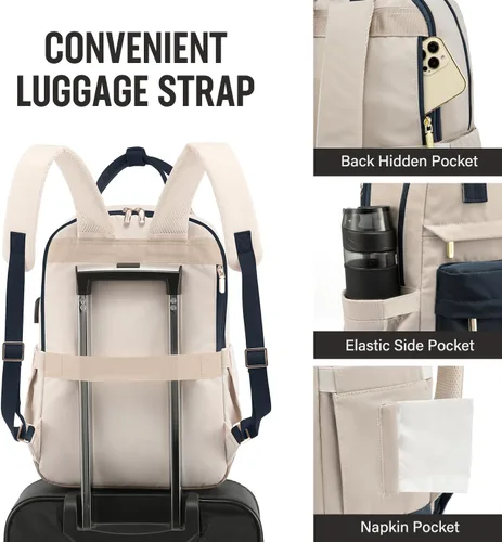 Miniatura 3 de LOVEVOOK - Mochila de computadora portátil para mujeres y niñas, mochila de 15.6 pulgadas impermeable para computadora, mochila escolar para Azul