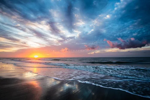 Impresión fotográfica costera (no enmarcada) Imagen del amanecer escénico sobre la playa en Hilton Head Island Carolina del Sur, arte de pared del