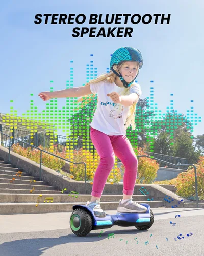 Miniatura 5 de Gyroor Scooter de equilibrio automático G13 todo terreno con luces LED, autoequilibrio todoterreno con Bluetooth para niños de 6 a 12 años y Azul