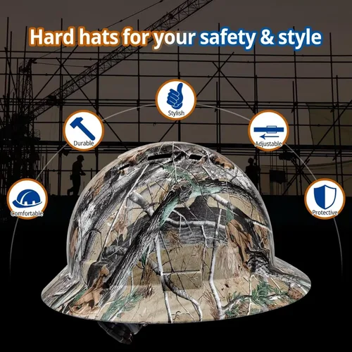 Miniatura 2 de Casco de seguridad OSHA de ala completa, casco de seguridad duradero y ligero de fibra de carbono, equipo de protección de suspensión de trinquete