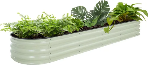 Miniatura 10 de VEIKOU Cama de jardín elevada de 8 x 2 x 1 pies, maceta galvanizada, cama de jardín modular 9 en 1 para verduras al aire libre, flores, gris