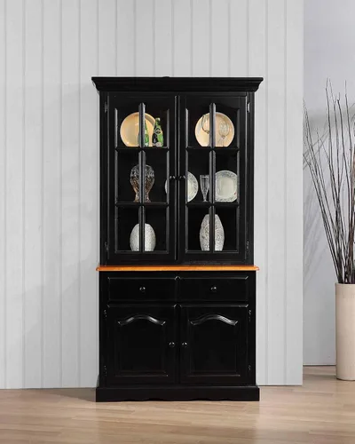 Miniatura 9 de Sunset Trading Buffet de recuerdo y gabinete iluminado, acabado negro/cereza