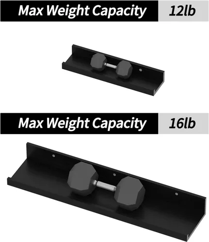 Miniatura 6 de Giftgarden Juego de 5 estantes flotantes de 24 pulgadas montados en la pared, estantes de pared de madera negra para baño, dormitorio, cocina, sala