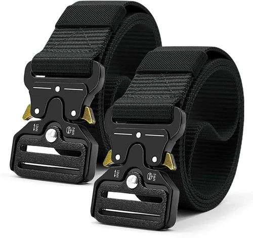 Miniatura 7 de DOOPAI Cinturón táctico para hombre, tela militar de nailon negro con hebilla de liberación rápida, ideal para el trabajo, senderismo 21-1 Negro