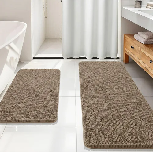 Miniatura 214 de OLANLY Juego de alfombras de baño de 2 piezas, alfombras de baño de chenilla suave y absorbente y alfombra de contorno en forma de U para inodoro