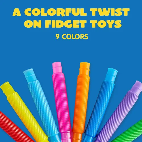 Miniatura 3 de JOYIN Paquete de 18 Pop Tubes, Juguetes Sensoriales (Pequeños) Juguetes Fidget Recuerdos de Fiesta - 9 Colores, Aprendizaje Creativo y Diversión