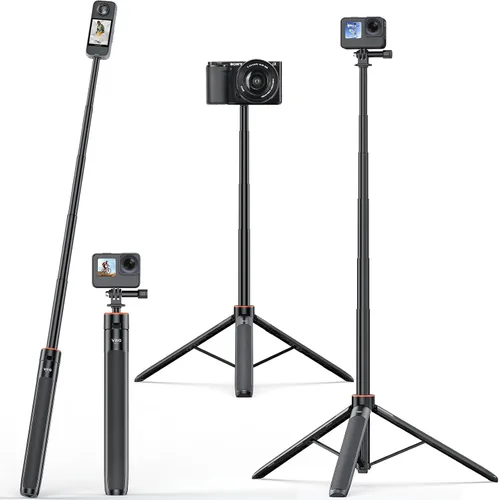 Miniatura 8 de VRIG TP-08 Mini trípode extensible para GoPro Mission 1 Pro, 20.1 pulgadas portátil selfie stick trípode para GoPro Hero 13 12 11 10 9 8 7 6 5 4 3