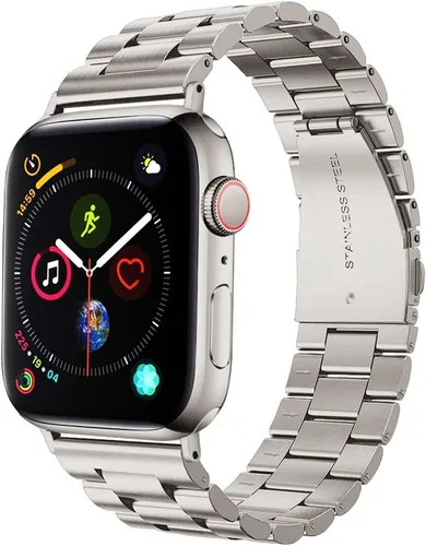 Miniatura 8 de Supoix - 1.654''/1.732'' XL correas grandes compatibles con Apple Watch Series, 4 1.732''/Series 3/2/1 1.654'', pulsera de acero inoxidable de Negro