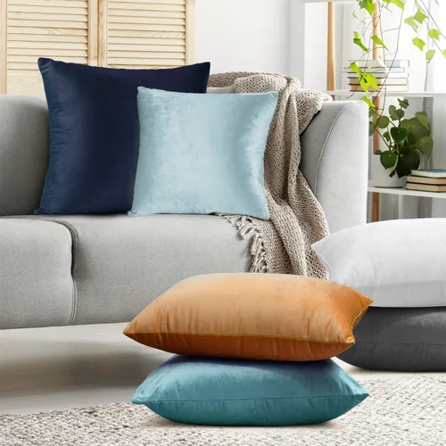 Miniatura 7 de Nestl Juego de 4 fundas de almohada, acogedoras fundas de almohada decorativas de terciopelo para exteriores de 20 x 20 pulgadas, fundas de cojín