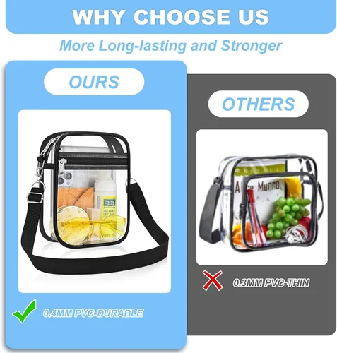 Miniatura 5 de Bolso transparente Slumou para eventos en estadios - Bolso pequeño, mini bolsos de mensajero para fanáticos de deportes para conciertos, trabajo
