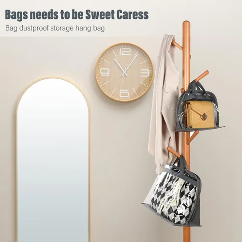 Miniatura 6 de 15 bolsas para el polvo para bolsos, organizador de almacenamiento de bolsos, 3 tamaños, organizador de bolsos transparentes para colgar bolsas