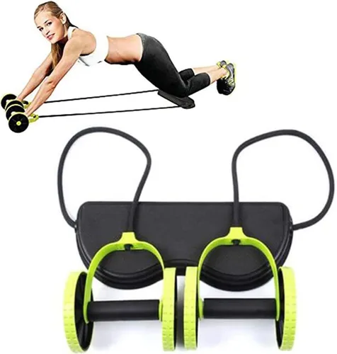 Miniatura 2 de Rueda de rodillo abdominal con bandas de resistencia y rodillera, entrenador abdominal para entrenamientos en casa o gimnasio, esculpe abdominales
