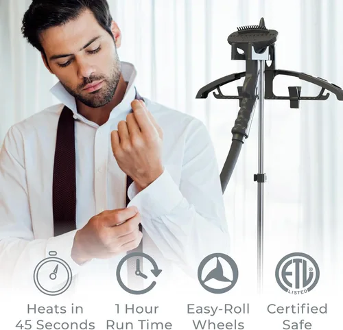 Miniatura 4 de Pure Enrichment PureSteam XL - Vaporizador de tela de pie – removedor de arrugas profesional que se calienta en 45 segundos; tanque de 1/2 galón