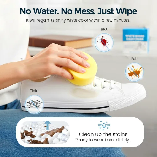 Miniatura 4 de Crema limpiadora de zapatos blanca, descontamina pasta sólida con esponja, limpiador multifuncional para zapatillas que elimina las manchas