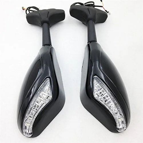 Miniatura 6 de HK - Espejos laterales LED integrados color negro brillante compatibles con Suzuki GSXR 600/750 GSXR 1000 1100 Hayabusa GSF 600S 1200 1200S BANDIT
