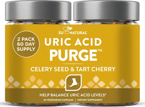 Purga de Ácido Úrico - Come y Bebe lo que Quieras - Desintoxica y Limpia con Extracto de Semilla de Apio, Cereza Ácida y Chanca Piedra para Apoyo