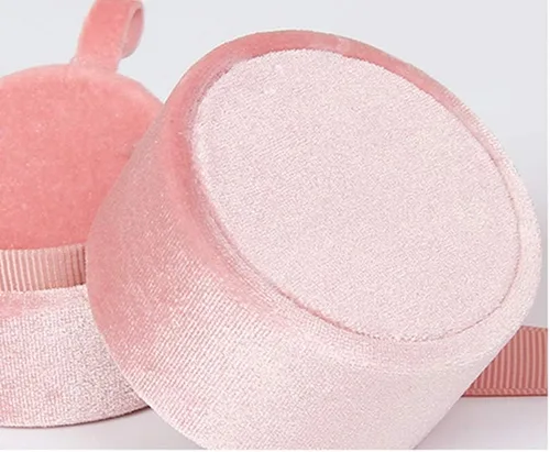 Miniatura 3 de Beatilog Caja de terciopelo para anillos Hermosa caja redonda para anillos de boda con elegante lazo de cinta, organizador de regalo