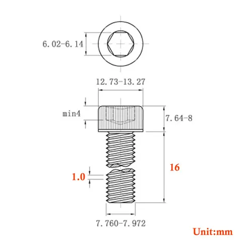 Miniatura 2 de Junter 10 tornillos de cabeza hexagonal métrica de rosca fina M8-0.039 x 0.630 in Dentado fino, acero inoxidable A2, perno Allen, totalmente