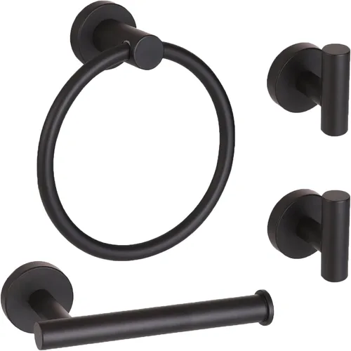 Miniatura 11 de El juego de 4 piezas de accesorios de baño de acero inoxidable dorado cepillado incluye anillo para toalla de mano, soporte para papel higiénico y 2