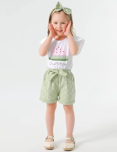Miniatura 4 de MIGU Toddler Girl Clothes Summer Girls Clothing Sets Girl Stuff T-shirt Shorts Headband 3pcs Sets Gifts