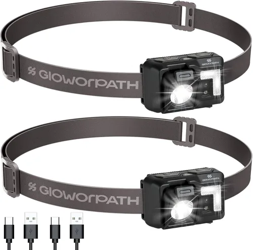 Miniatura 8 de Linterna frontal recargable mejorada, linterna ultra brillante con luz blanca y roja, luces frontales con sensor de movimiento para la frente
