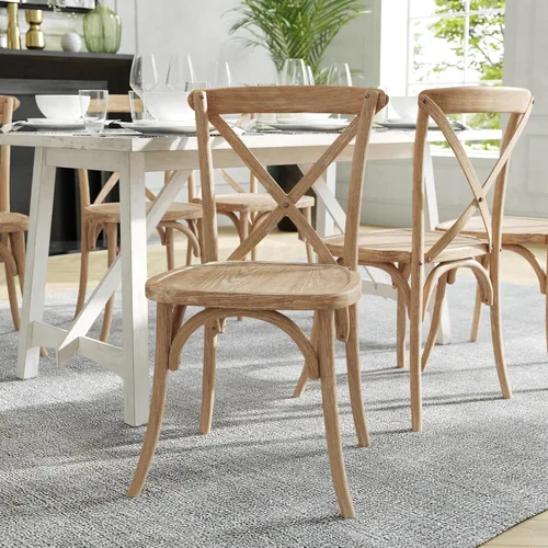 Miniatura 2 de Flash Furniture Advantage Natural - Silla con respaldo en X de grano blanco