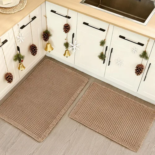 Miniatura 8 de Alfombra de Baño de Lujo tipo Waffle, Súper Absorbente Antideslizante, Alfombras de Baño Bohemias, Ultra Suaves y Cómodas, Lavables a Máquina