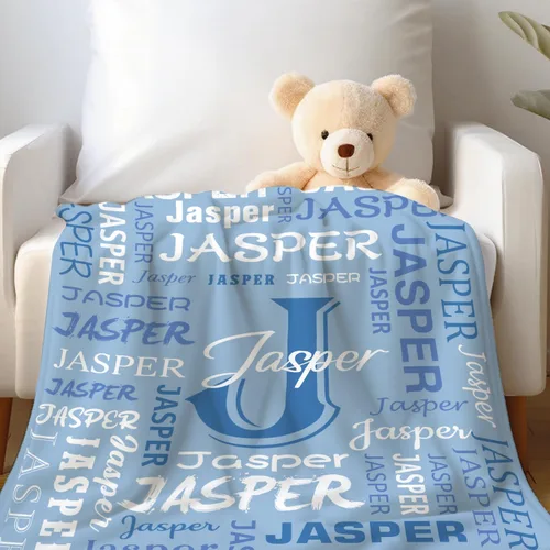Miniatura 4 de Manta personalizada con nombre para adolescentes, niñas, niños, mantas de bebé personalizadas de franela ultra suave y acogedora, manta con nombre