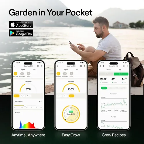 Miniatura 8 de VIVOSUN AeroLight A100SE, Luz LED de Cultivo de 100W con ventilador de circulación integrado y controlador GrowHub E25, compatible con aplicación