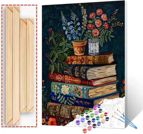 Miniatura 26 de Aihonmin Estantería 6 Pack Pintar por Números para Adultos Libros Pintura DIY sobre Lienzo con Pinceles Pigmento Manualidades DIY Pintura Acrílica