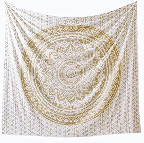 Miniatura 10 de Popular Handicrafts Original Ombre - Tapiz indio Mandala para pared, ornamento hippie, colcha bohemia con brillo metálico