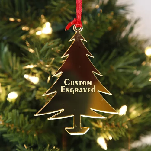 Miniatura 14 de Adornos de Navidad personalizados de copo de nieve para 2025 - Decoraciones de Navidad grabadas personalizadas para árbol, acrílico dorado espejado