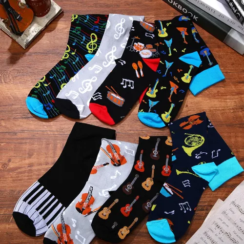 Miniatura 4 de 8 pares de calcetines altos de música para hombre, calcetines deportivos para voleibol, sóftbol, deportes, deportes, regalo para amantes de la música
