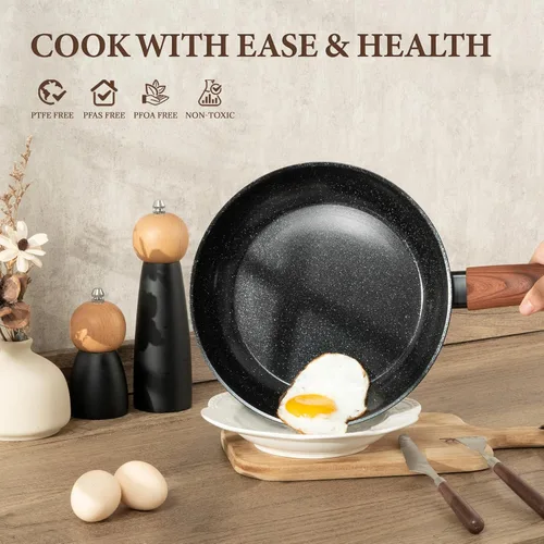 Miniatura 3 de 26 piezas de ollas y sartenes de cerámica antiadherentes, juego de utensilios de cocina no tóxico compatible con inducción con vaporeras, sin