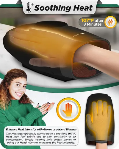 Miniatura 3 de Lunix LX3 masajeador de manos inalámbrico, máquina de masaje shiatsu con calor y compresión, 6 niveles de terapia de puntos de presión