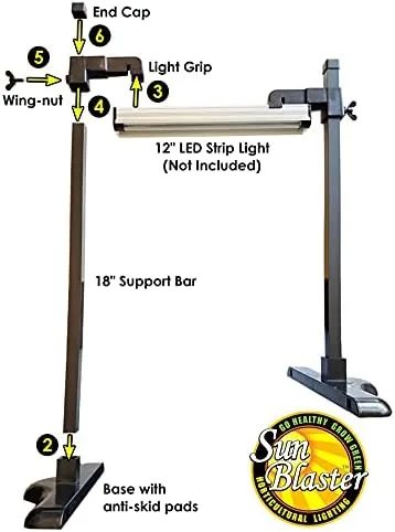 Miniatura 6 de Park Seed Sunblaster Seed Starting Soporte de luz universal T5 para encimera de cultivo en interiores con barras de soporte de 18 pulgadas