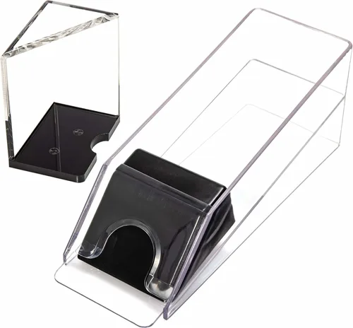 Brybelly Colección de zapatos de blackjack, acrílico transparente de grado de casino para baraja de póquer de tamaño estándar, bandeja para zapatos