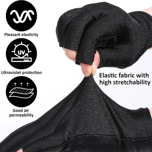Miniatura 3 de TIESOME 3 pares de guantes de uñas de gel, guantes de protección UV sin dedos para manicura de gel y arte de uñas para manos, transpirables, ajuste