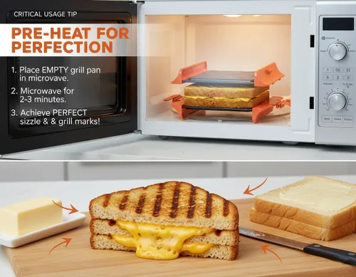 Miniatura 2 de Sandwichera para microondas Sandwichera de prensa Panini Bandeja para parrilla de microondas Grill rápido y apto para lavavajillas