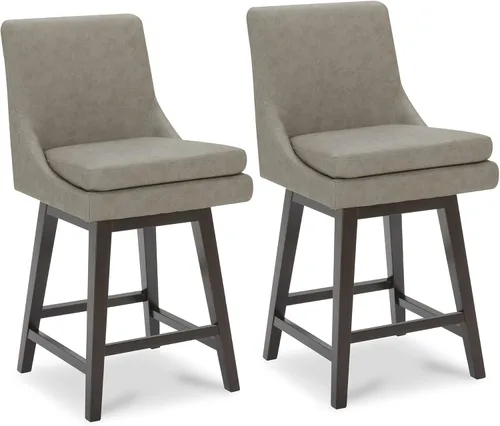 Miniatura 34 de CHITA Taburete de bar giratorio de altura de mostrador, taburete de bar tapizado, altura del asiento de 26.8 pulgadas de alto, tela en niebla