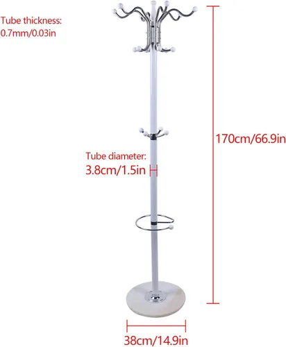 Miniatura 3 de Perchero de metal con base de mármol natural, perchero independiente con 16 ganchos, moderno perchero de metal para árbol de árbol para bolsas