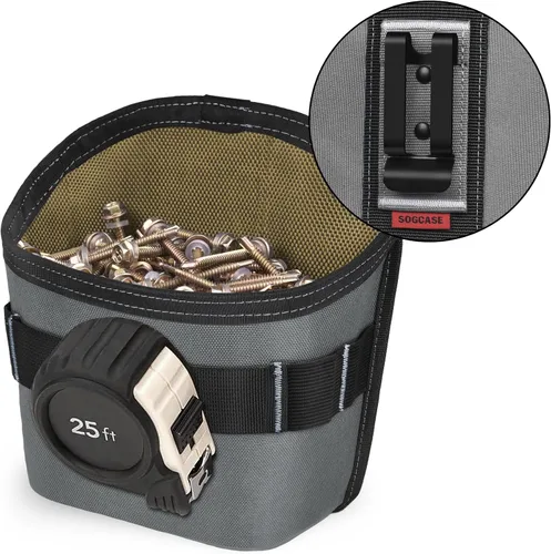 Miniatura 8 de Bolsa de herramientas SOGCASE para clavos y tornillos con clip para cinturón (XL, Negro)