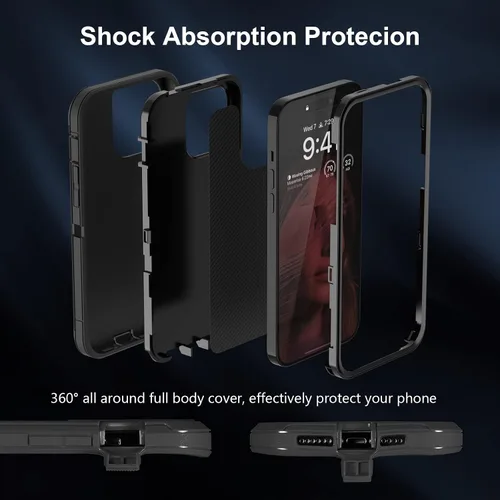 Miniatura 4 de Funda compatible con iPhone 14 Pro Max, funda protectora de alta resistencia, cuerpo completo, goma de silicona duradera a prueba de golpes