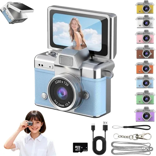 Mini llavero cámara digital retro mini cámara de video digital pequeña cámara corporal 1080P FHD grabación con pantalla IPS de 0.96 pulgadas con 6