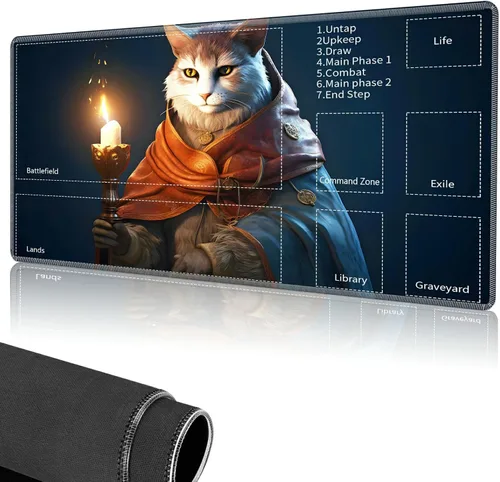 Miniatura 19 de Tapete de juego para MTG, tapete de juego de cartas cosido con zona mágica para juegos de cartas MTG, (17.4 x 13.8 pulgadas), tapete de juego