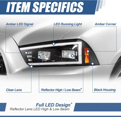Miniatura 2 de Auto Dynasty Conjunto de faros delanteros LED DRL completos con señal de giro LED ámbar compatible con Dodge Charger 2011-2014, lado del conductor