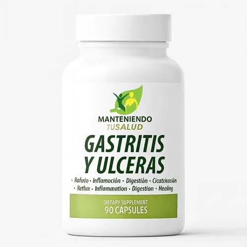 Gastritis y úlceras, soporte digestivo, corteza de olmo resbaladizo, raíz de sello dorado, 90 cápsulas