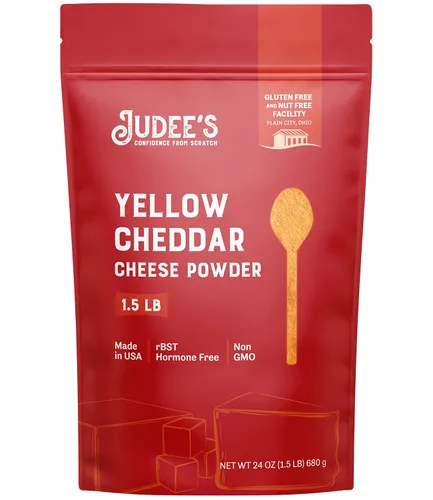 Miniatura 18 de Judee's Gluten Free Polvo de queso cheddar amarillo, salsas y sopas con condimento en polvo de cheddar, pasta y macarrones con queso en polvo, sin