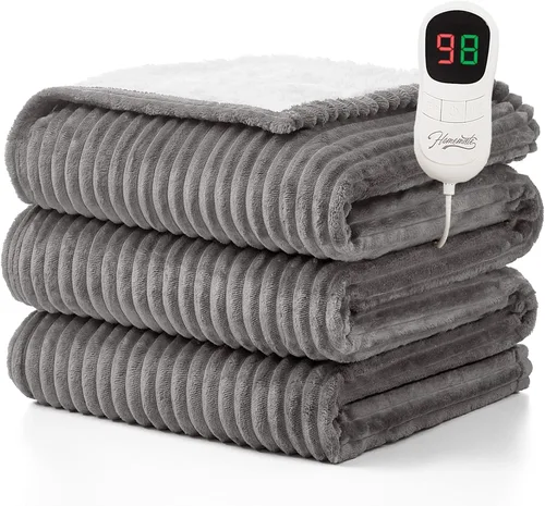 Miniatura 45 de Homemate Manta térmica eléctrica de 50 x 60 pulgadas, manta térmica de 1/2/4/6/8 horas de apagado automático, 10 niveles de calor, protección contra