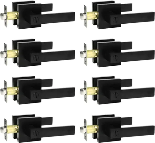 Miniatura 11 de SUNTAI Manijas de puerta de dormitorio/baño, manijas cuadradas para puertas de privacidad, color negro mate (paquete de 10)